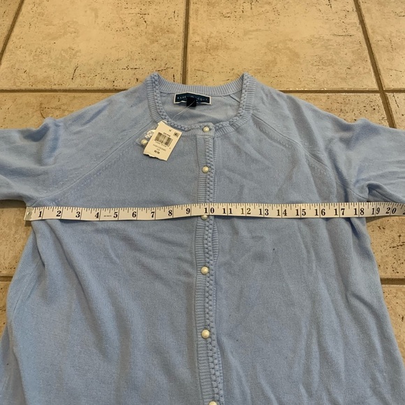Karen Scott Light Blue Cardigan with Faux Pearl Buttons, Size M - Picture 2 of 7